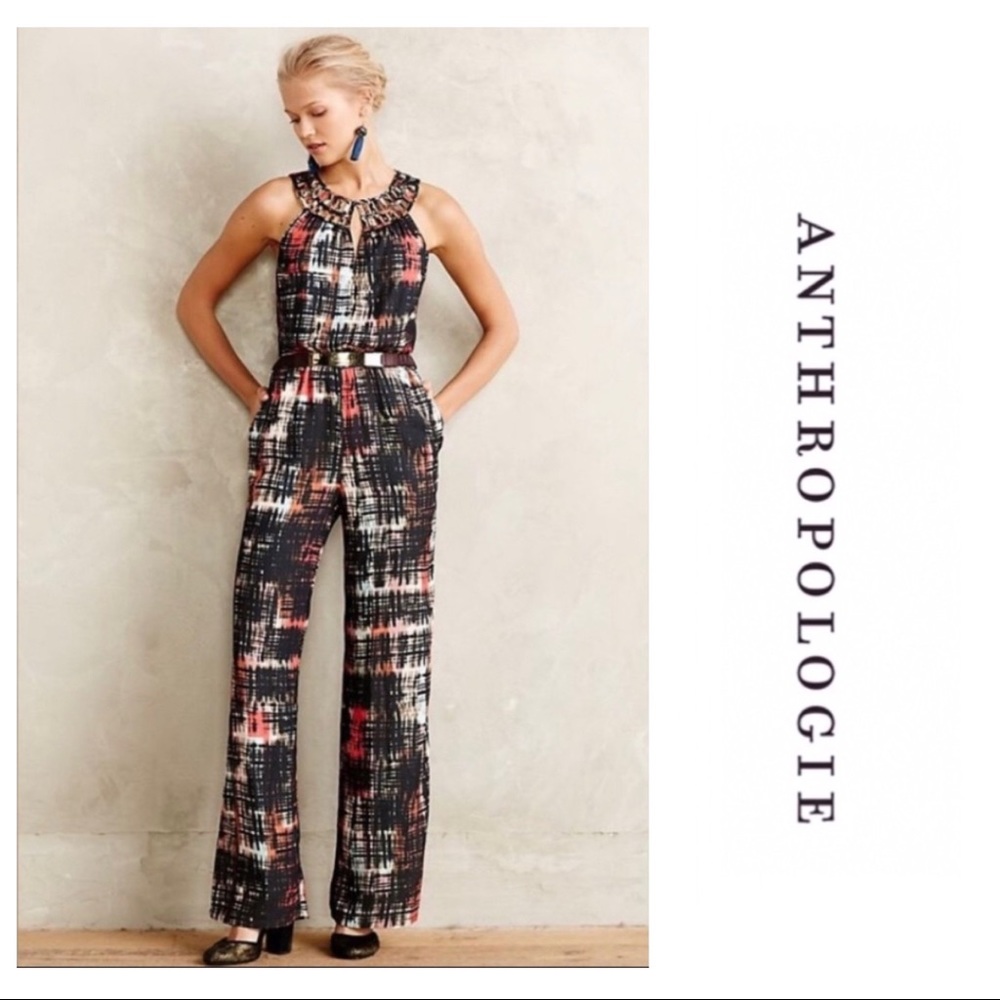 Anthropologie Abstract Print Jumpsuit Size M